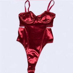 Urban Outfitters Red Satin Bodysuit – S